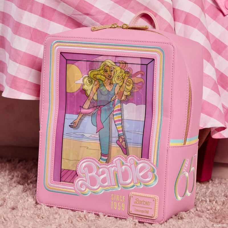 Loungefly Barbie 65th Anniversary Doll Box Triple Lenticular Mini Backpack LFY
