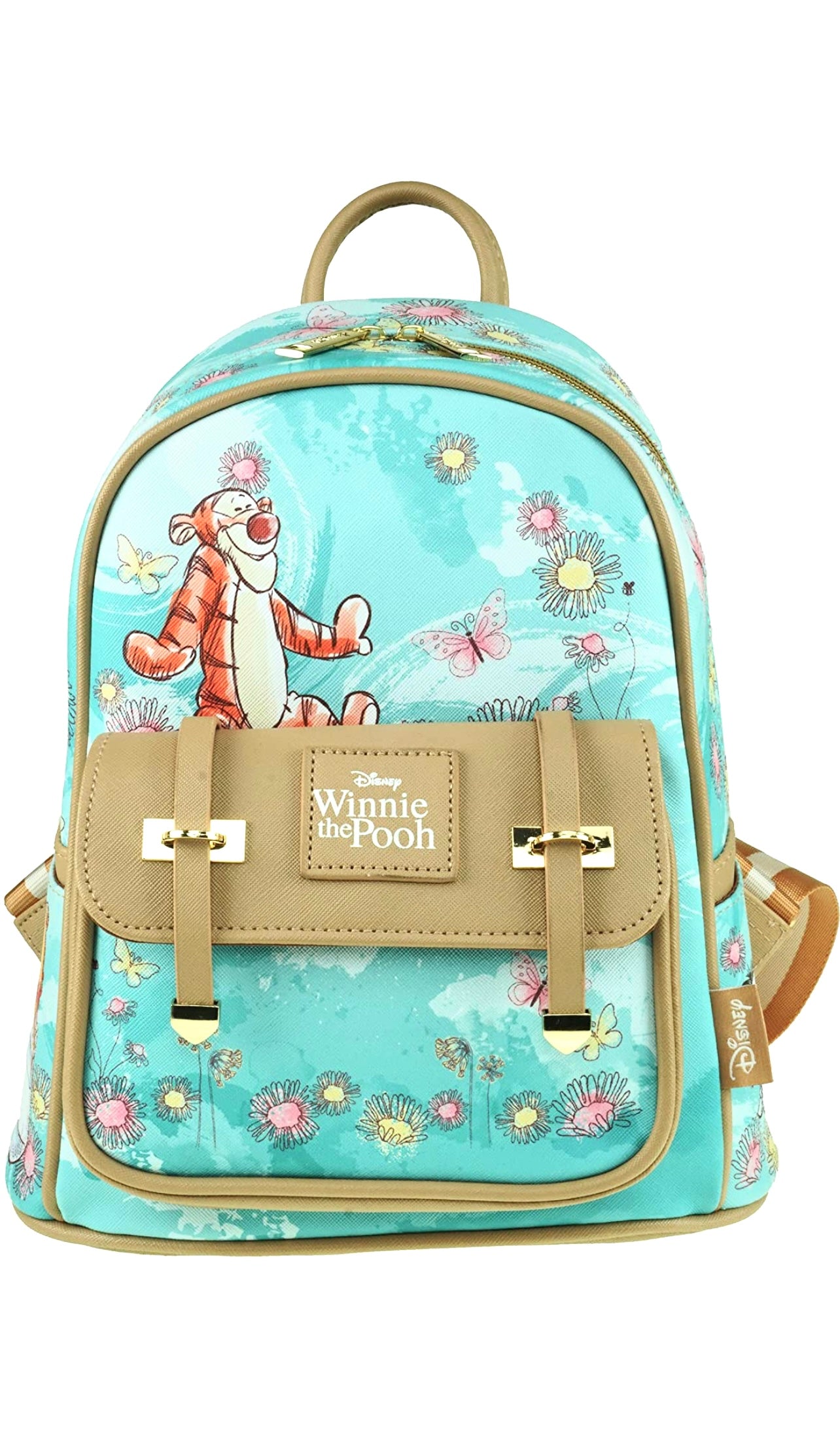 Winnie The Pooh Bear Rolling Backpack 16 inch Large Purple Flowers 003383, Adult Unisex, Size: 16 x 12 x 5