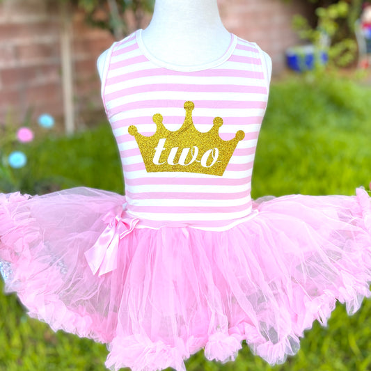 Second Birthday with Crown Tutu Dress
