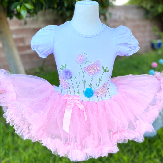 Pink Butterflies Tutu Dress
