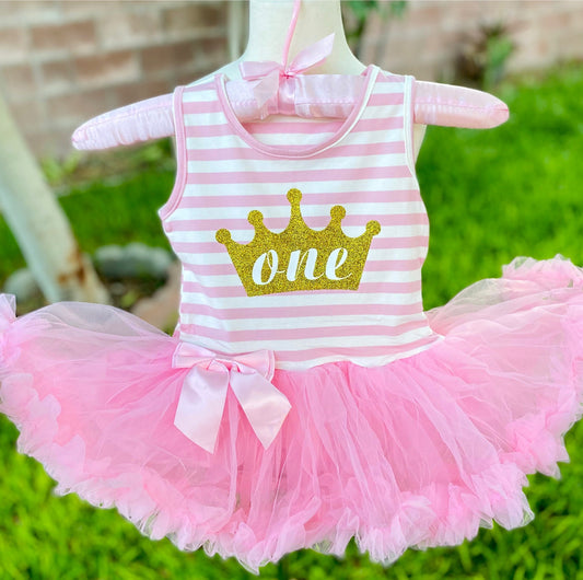 First Birthday with Crown Tutu Dress