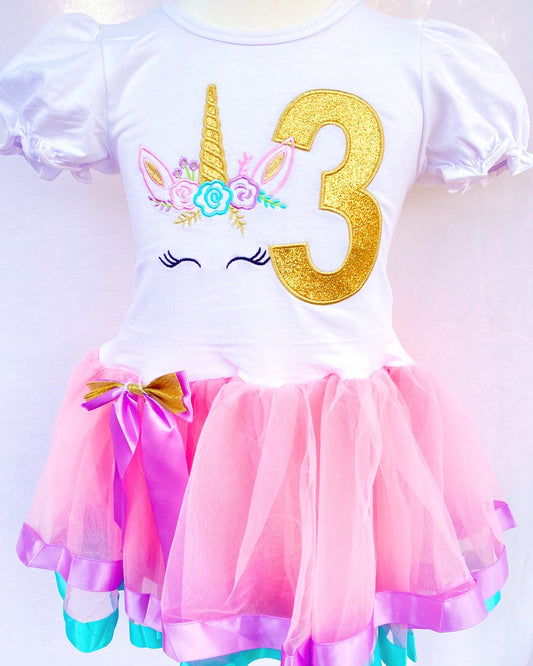 Unicorn Third Birthday Tutu Dress
