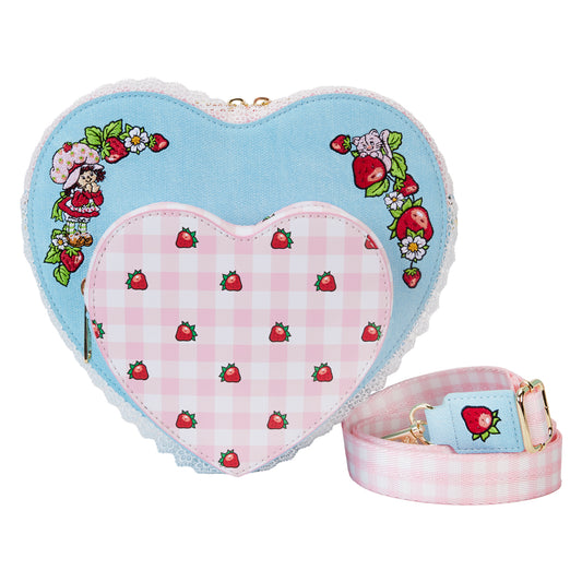 Strawberry Shortcake Denim Heart Shaped Figural Crossbody Bag LFY