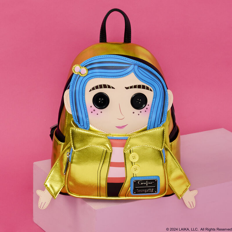 Loungefly Coraline 15th Anniversary Laika Doll Metallic Cosplay Mini Backpack LFY