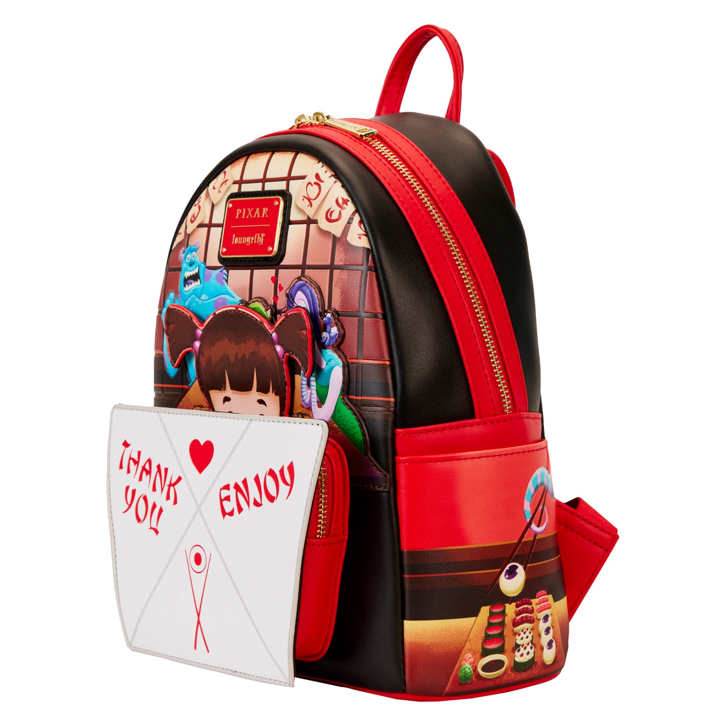 Loungefly Monsters, Inc. Harryhausen's Takeout Boo Pop-Up Mini Backpack LFY
