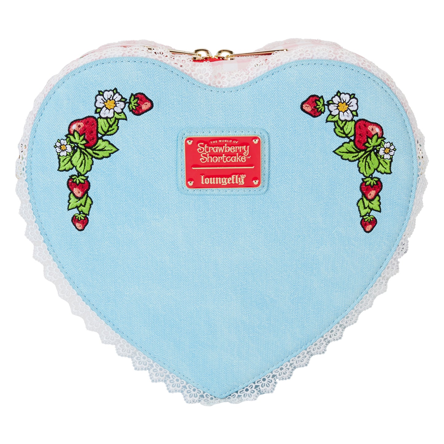 Strawberry Shortcake Denim Heart Shaped Figural Crossbody Bag LFY