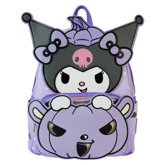 Loungefly Sanrio Kuromi Pumpkin Light Up Glow Mini Backpack LFY