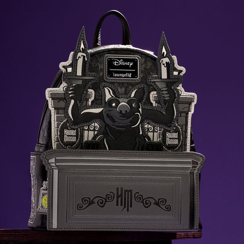 Loungefly The Haunted Mansion Gargoyle Wallpaper Light Up Glow Mini Backpack LFY