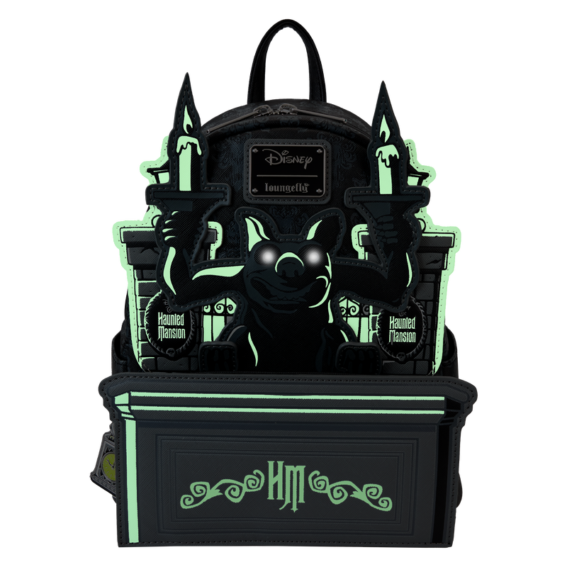 Loungefly The Haunted Mansion Gargoyle Wallpaper Light Up Glow Mini Backpack LFY