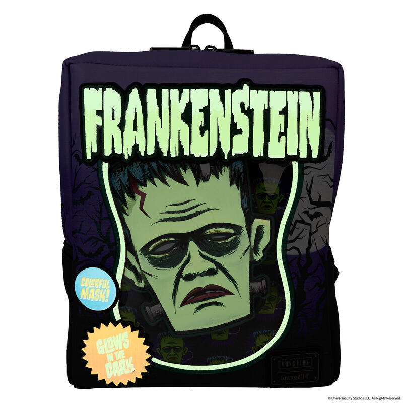 Loungefly Universal Monsters Frankenstein Mask Glow Mini Backpack With Coin Bag LFY